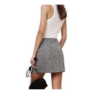 Alex Marie Samantha Tinsel Mini Skirt Size 12 Silver Metallic Zipper Sparkle